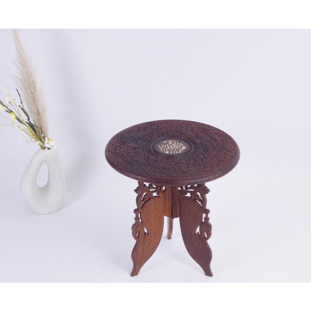 Vintage Anglo-Indian Foldable Wooden Table, 1920s For Sale - Image 4 of 11