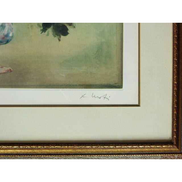 Traditional 1970s Vintage Kaiko Moti Roses in Vase Etching Print For Sale - Image 3 of 6