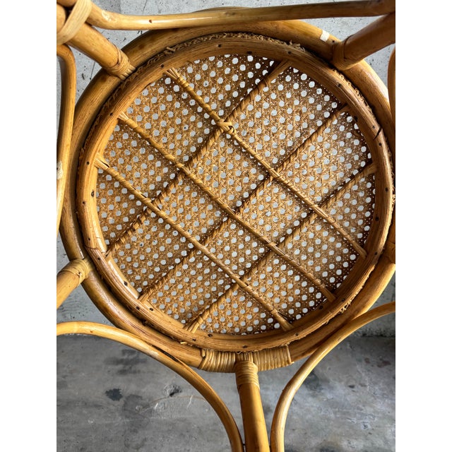 Vintage Coastal Mid Century Riviera Rattan and Cane Side Table For Sale In Miami - Image 6 of 8