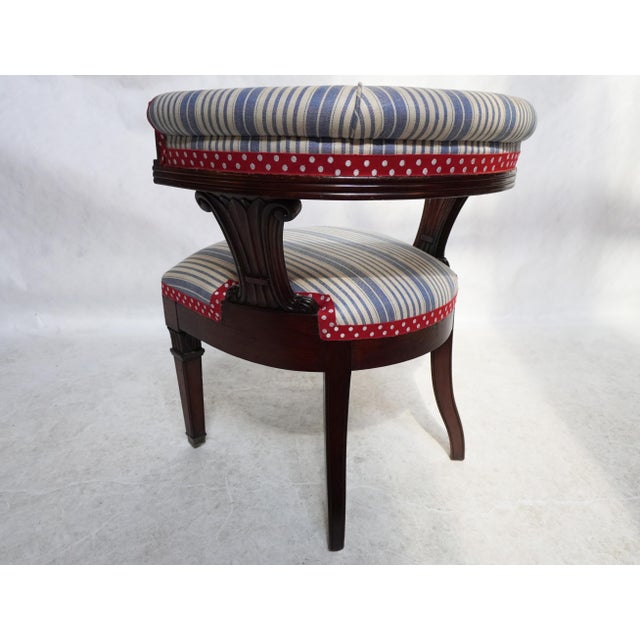 Wood 19th Century Carved Captain's Chair in Custom Upholstery For Sale - Image 7 of 16