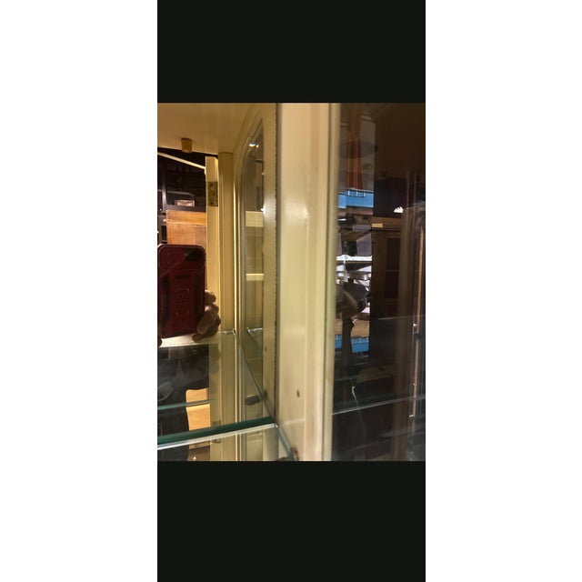 Vintage Henredon Faux Goatskin Pan Asian Campaign Curio Cabinet Hutch Display For Sale - Image 10 of 17