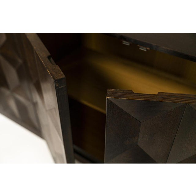 Brown Brutalist Sideboard in Dark Stained Oak from Defour, Belgium, 1970s For Sale - Image 8 of 11