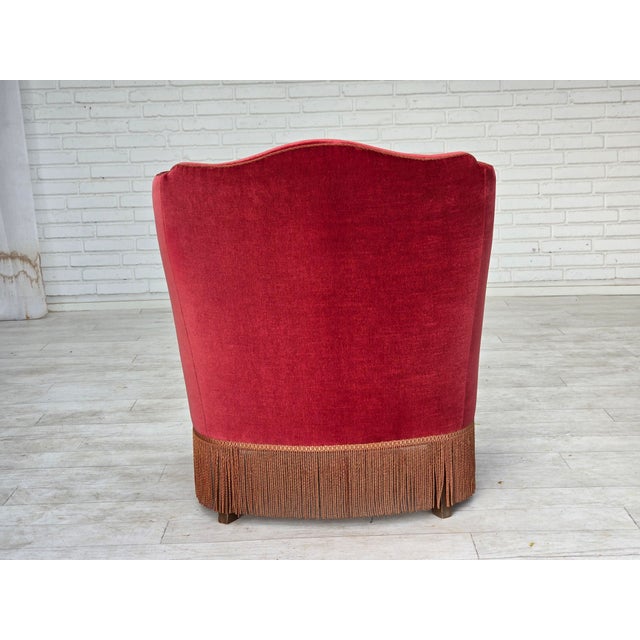 Danish Armchair in Velour with Ash Legs, 1960s For Sale - Image 15 of 18