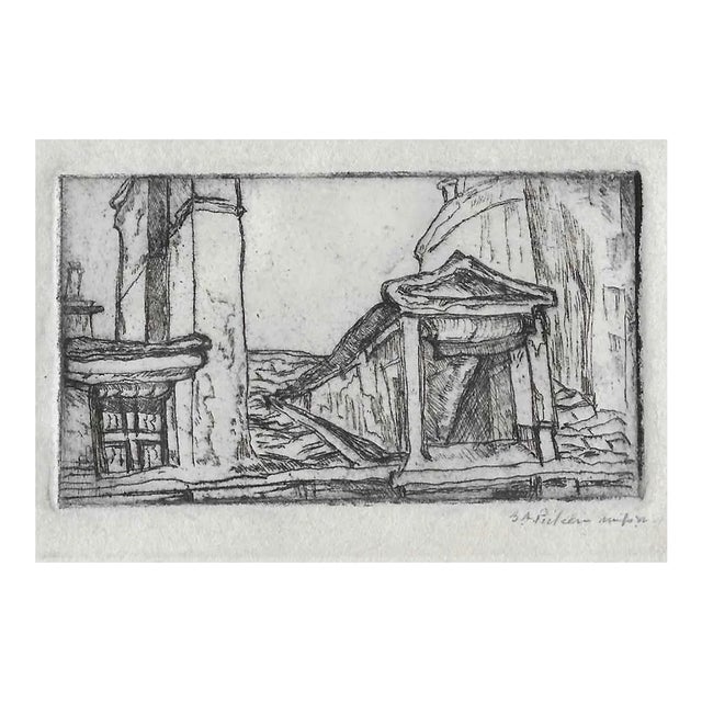 1930s George Picken Latin Quarter Paris Rooftop Etching For Sale