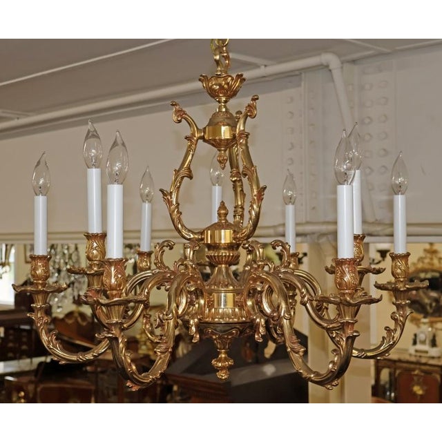 Mid 20th Century Italian Gilt Bronze Baroque / Rococo Style 10 Light Chandelier For Sale - Image 15 of 17