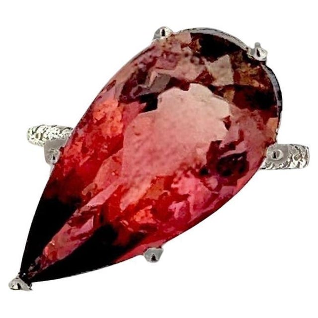 Finely Faceted Quality Tourmaline Diamond Ring 6.5 14k W Gold 10.84 TCW Certified $5,950 310647 This fine piece of jewelry...