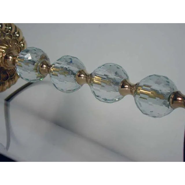 Gold Large Crystal Diamond and Bronze Table Lamp Attributed to Bakalowits, 1950s For Sale - Image 8 of 10