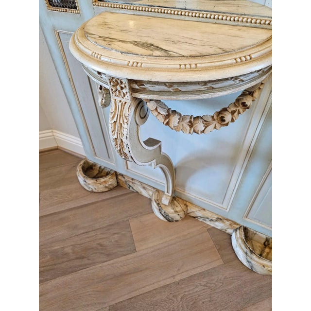 Antique French Louis XVI Style Hall Tree Console Table & Mirror For Sale In Dallas - Image 6 of 10