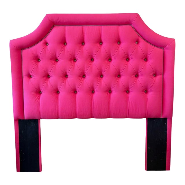 Custom Made Raspberry Pink Tufted Queen Headboard For Sale