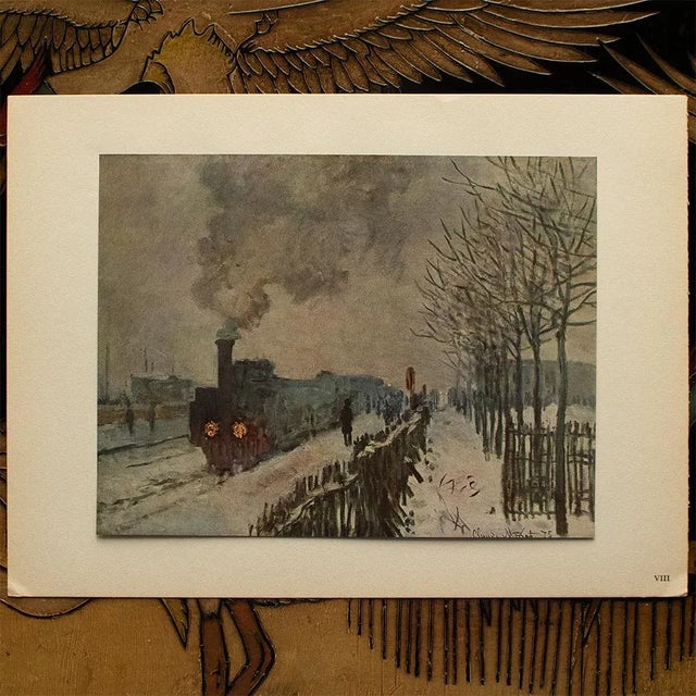 1950s 1950 After Claude Monet "Train in the Snow" First Edition Parisian Full-Color Print For Sale - Image 5 of 8