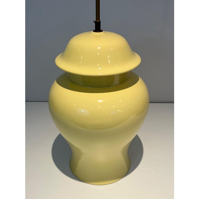 1970 Yellow Ceramic Table Lamps. French Work - a Pair For Sale - Image 9 of 12