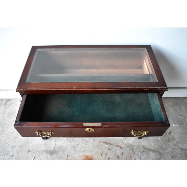 Wood Vintage Display Dark Wood Side Table For Sale - Image 7 of 12