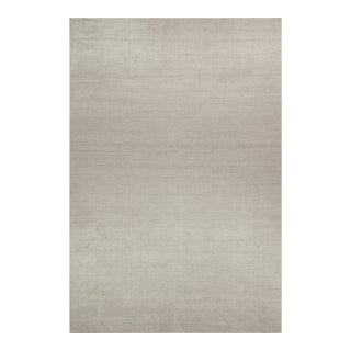 2010s Rug & Kilim’s Plain Modern Rug in Solid Silver-Gray Tone-on-Tone - 12x18 For Sale