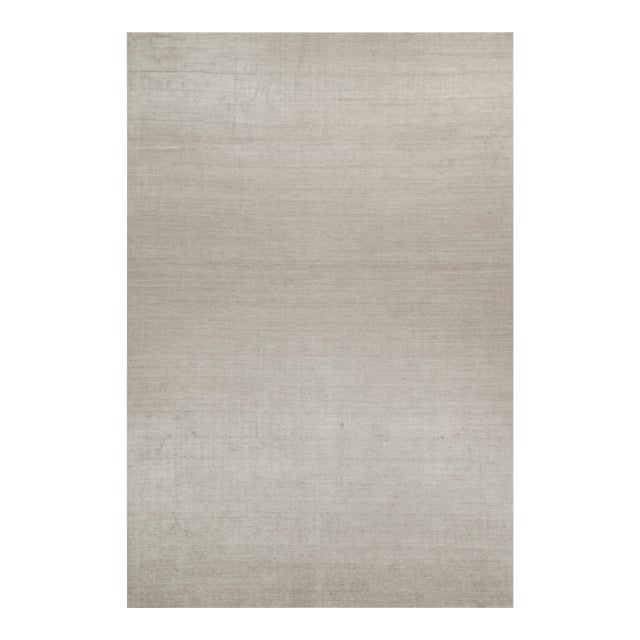 2010s Rug & Kilim’s Plain Modern Rug in Solid Silver-Gray Tone-on-Tone - 12x18 For Sale