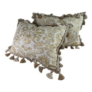 Vintage Handcrafted Italian Fortuny Pillows/a Pair For Sale