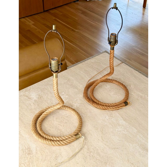 1970s Audoux Minet Sculptural Twisted Rope Table Lamps - A Pair For Sale - Image 11 of 16