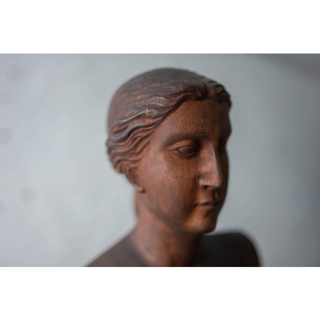 Brown Carved Wood Venus, Mid 20th Century For Sale - Image 8 of 18