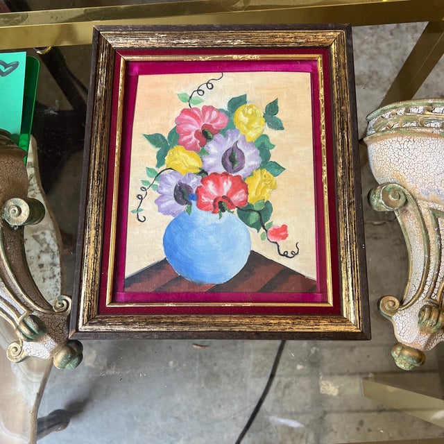 1970s Framed Floral Arrangement in Vase Painting For Sale - Image 10 of 10