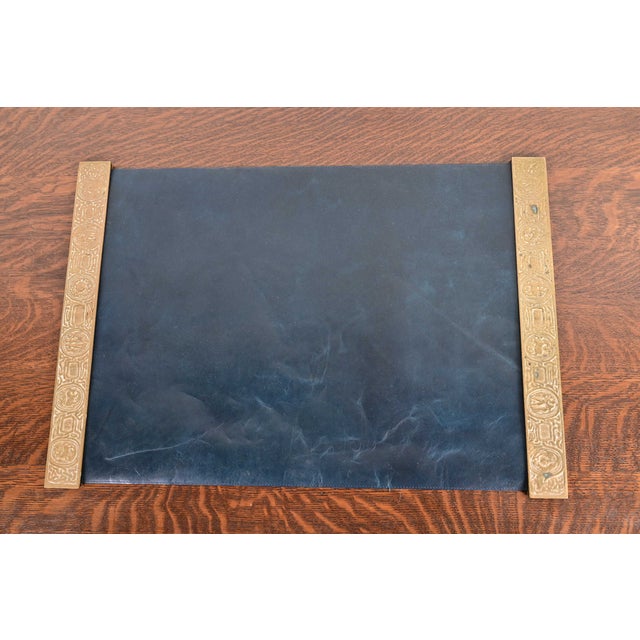 Tiffany Studios New York Zodiac Bronze Doré Blotter Ends With Leather Desk Blotter For Sale - Image 11 of 11
