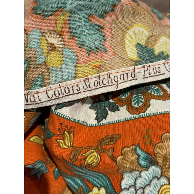 Mid 20th Century Vintage Mid-Century Waverly Fredericksburg Fabric Tablecloth Floral Stripe Cotton Textile For Sale - Image 5 of 5