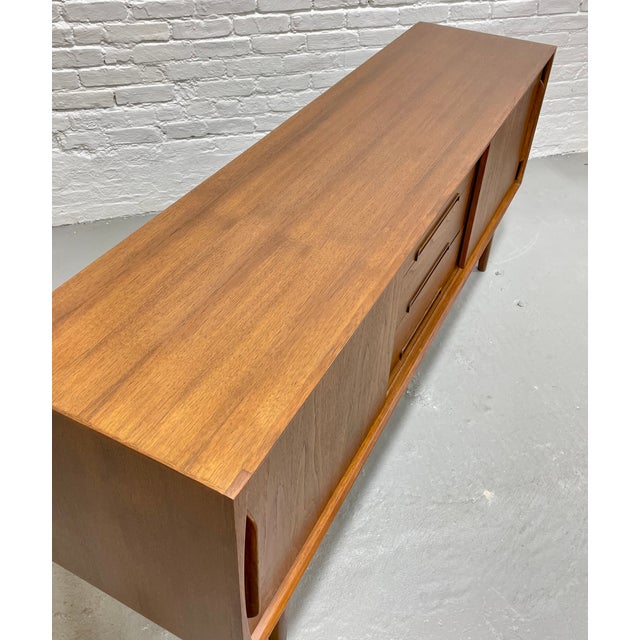 Classic + Long Mid Century Modern Styled Danish Credenza | Teak Media Stand | Handmade Sideboard For Sale - Image 12 of 16