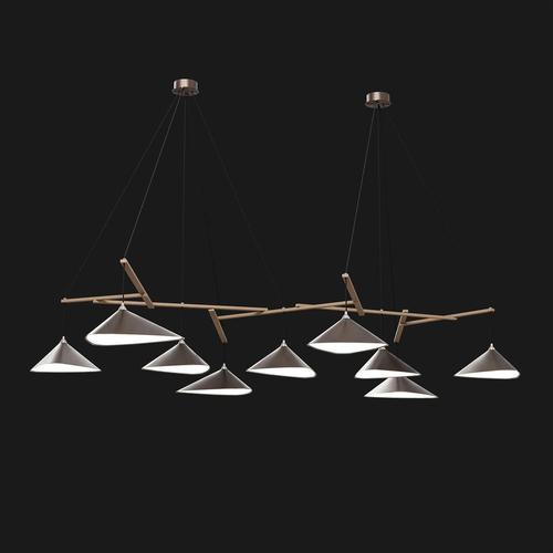 Emily group of nine chandelier in steel with dark bronze finish by moss objects. Dimensions: w 155 x d 278 x h 40 cm....