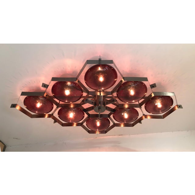 Not Yet Made - Made To Order 21st Century Beehive Satin Black Nickel Amethyst Bubbles Murano Flush Mount by Fabio LTD For Sale - Image 5 of 9