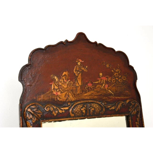 Antique Georgian Chinoiserie Lacquered Mirror, 1800s For Sale - Image 4 of 11
