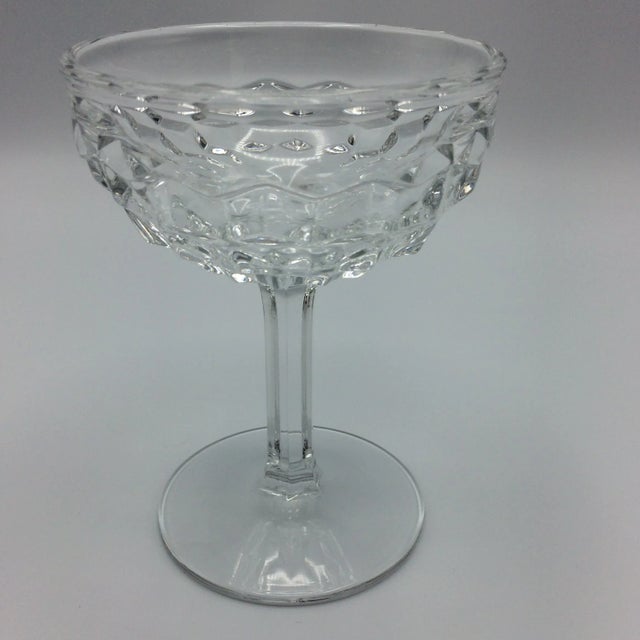 Fostoria American Clear Champagne or Tall Sherbet Pressed Glasses - Set of 7 For Sale - Image 12 of 13