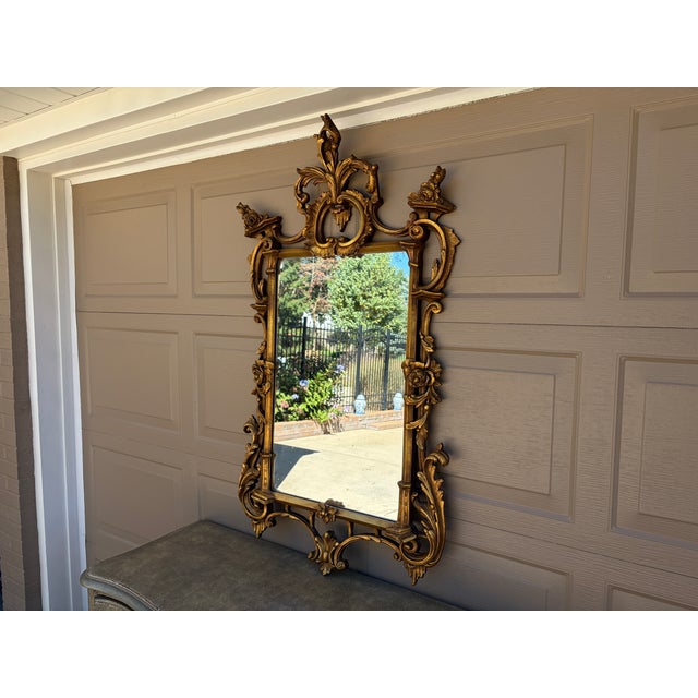 French Provincial Early 20th Century French Louis XV Carved Giltwood Wall Mirror For Sale - Image 3 of 18