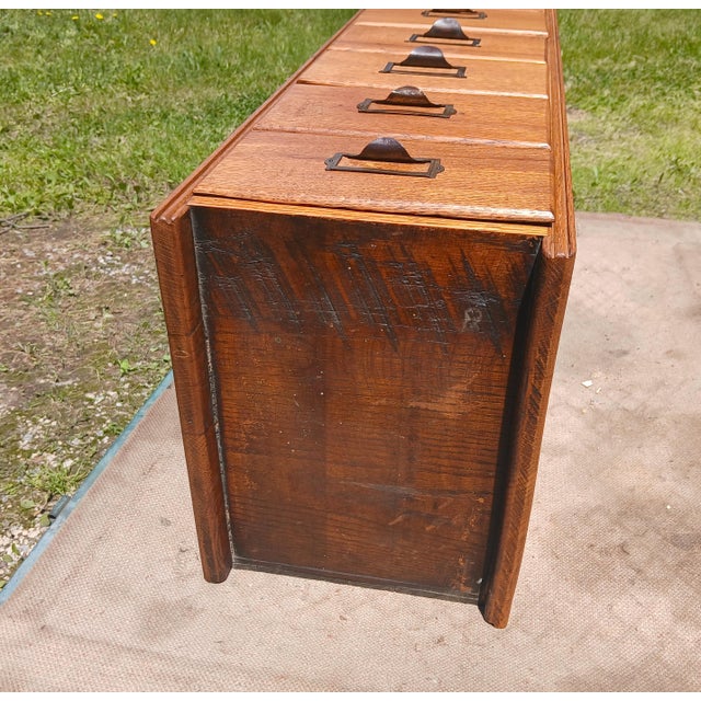 Antique Oak 10 Drawer File or Storage Cabinet 1920s For Sale - Image 16 of 17