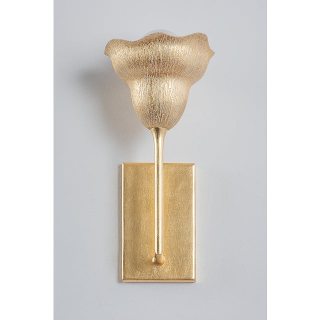 Gold Hudson Valley Lighting Alora 6.5 in. 1 Light Wall Sconce in Vintage Gold Leaf and Gilded Ivory Finish For Sale - Image 8 of 9