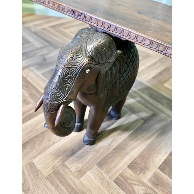 Window Seat or Hall Bench with Carved Elephants, 1900s For Sale - Image 4 of 8