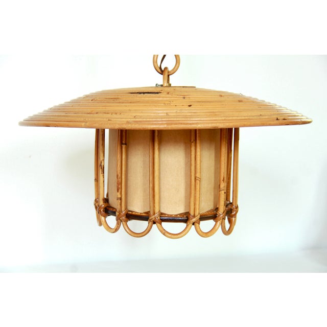 1970s Mid-Century Reed Ceiling Lamp, Italy, 1970s For Sale - Image 5 of 9