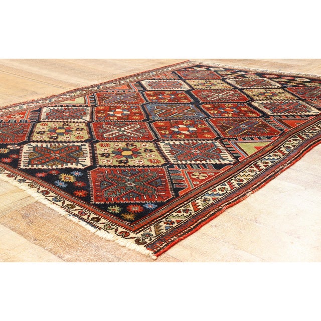 Navy Blue Late 19th Century Persian Bakhtiari Rug, 04'06 X 06'03 For Sale - Image 8 of 10