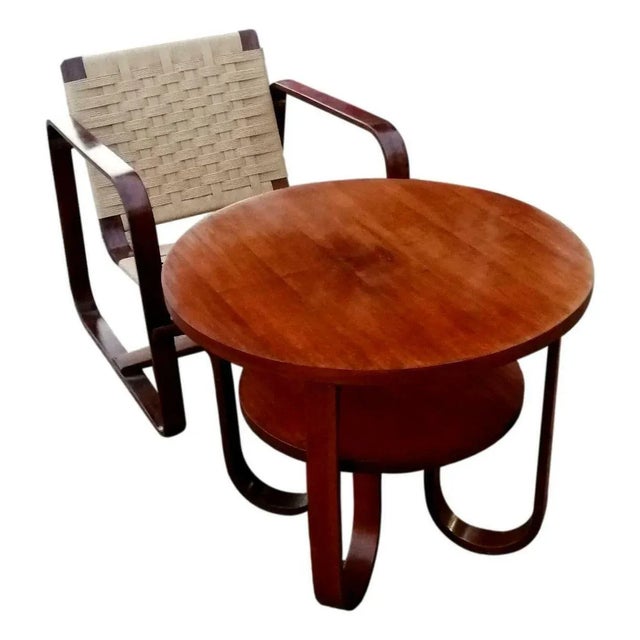 Beige Set of Armchair & Coffee Table Set by Giuseppe Pagano & Gino Maggioni for Gino Maggioni, 1940s For Sale - Image 8 of 8