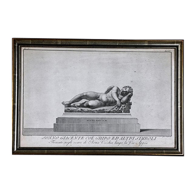 Antique 18th Century Framed Italian Etching - Sleeping Angel For Sale