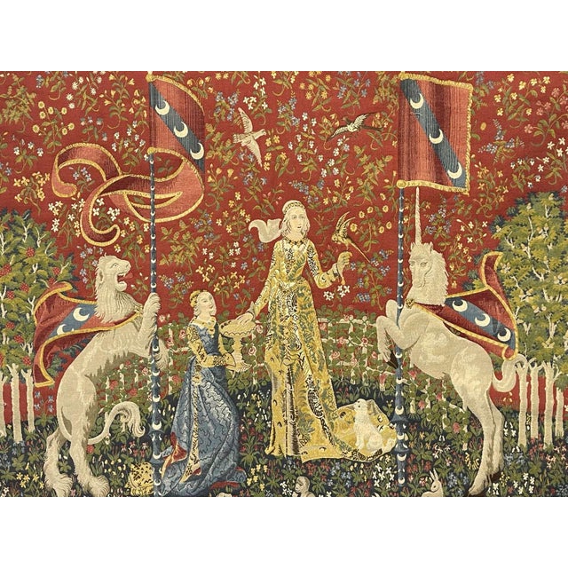 Handmade Medieval Style Named Lady with Unicorn Tapestry, 1960s For Sale - Image 9 of 10
