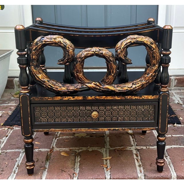 Ebony and Gilt Painted One Drawer Canterbury For Sale - Image 11 of 11