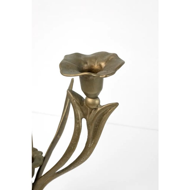 Vintage Brass Floral Candelabra For Sale - Image 5 of 9