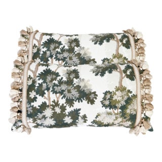 Pair La Canopee Lumbar Pillows With Tassel Trim - Verdant For Sale