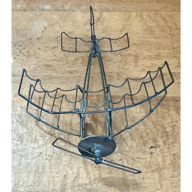 Late 20th Century Vintage Metal Wire Airplane Sculpture For Sale - Image 5 of 12