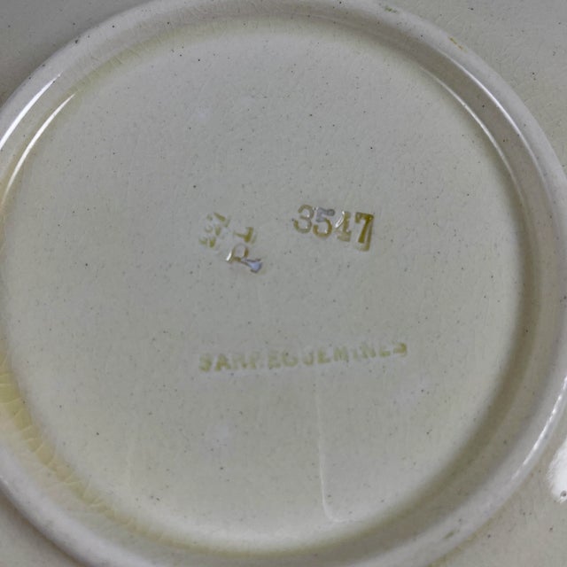 Ceramic Sarreguemines Art Nouveau Majolica Orchid Plate For Sale - Image 7 of 11