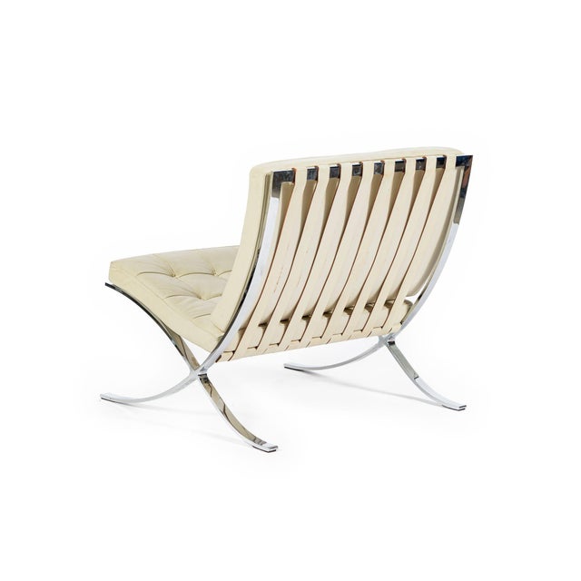 Mid Century Cream Barcelona Chairs by Mies Van Der Rohe for Knoll, 1980s For Sale - Image 11 of 18