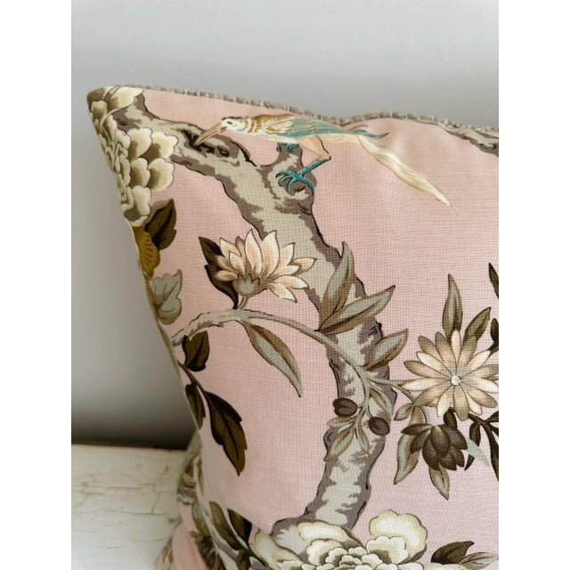 Pink Bird Botanical Throw Pillow For Sale - Image 4 of 8