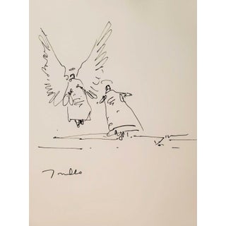 Contemporary Minimalist Figurative Ink Drawing of an Angel by Jose Trujillo For Sale