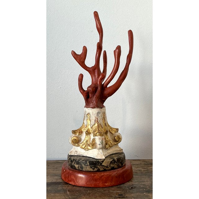 Hollywood Regency Vintage Italian Scagliola Artisanal Pigmented Plaster Coral Branch For Sale - Image 3 of 12