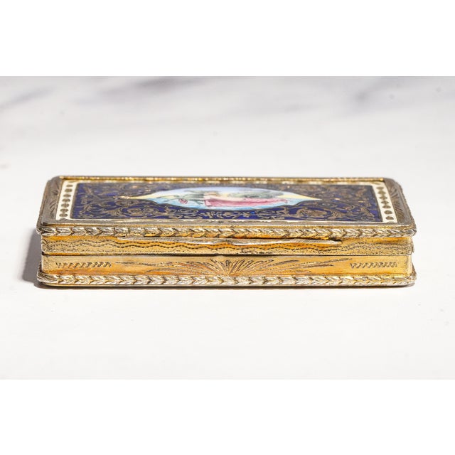 Amazing European 19th Century Antique Continental 800 Silver Gold Gilt Enamel Snuff Box Nereid Riding Hippocamp Neoclassical Art Tobacciana For Sale - Image 14 of 16