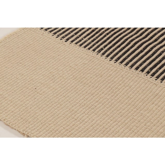 Traditional Rug & Kilim’s Contemporary Kilim With Textural Stripes in Beige & Black Tones For Sale - Image 3 of 10