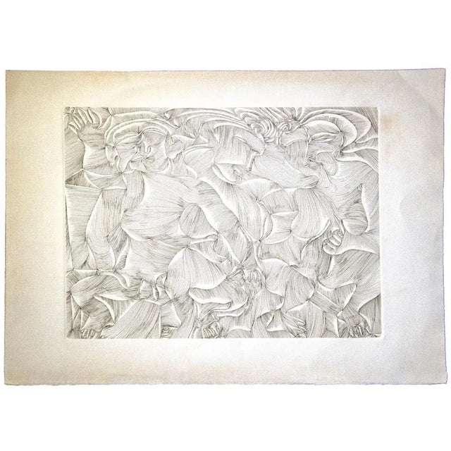 Composition is an original black and white lithograph by the German artist Fritz Baumgartner. In good conditions except...